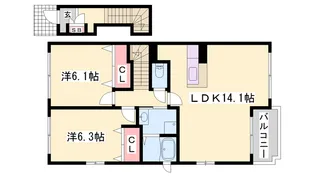 クール・ヴィヴァーチェB【204号室】の間取り