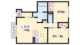 セジュールプランドールB【B105号室】の間取り