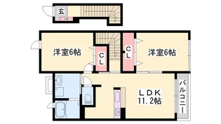 ヒルサイド緑ヶ丘C【201号室】の間取り