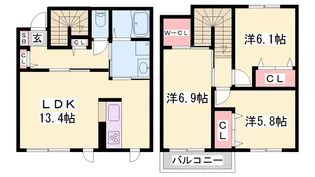 クラヴィエ南町ノ坪【C002号室】の間取り