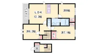 モンノールB棟【2階】の間取り