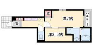 セシール カツハラB【101号室】の間取り