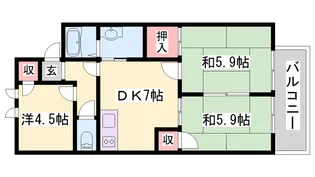 ガーデンハイツ緑ヶ丘 B棟【B201号室】の間取り