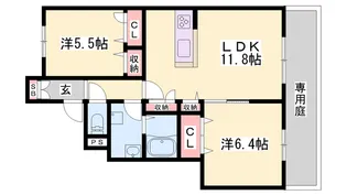 エミマリー川西台【1階】の間取り