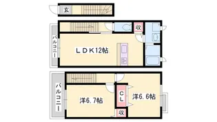 兵庫県揖保郡太子町馬場【テラスハウス】の間取り