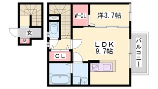 クローバー西延末【203号室】の間取り
