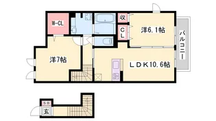 estasia B棟【B201号室】の間取り