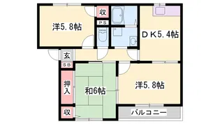 ザックス英賀保【C102号室】の間取り