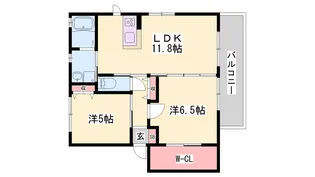 シャーメゾンアミノウチ【B201号室】の間取り