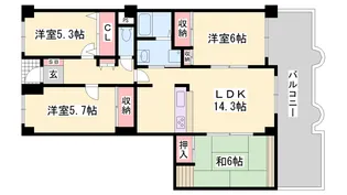 シャトーブランシェ【7階】の間取り