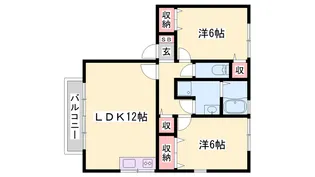 ラ・ヴィーダー【B206号室】の間取り