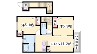 シャーメゾンヒメコウライグリーン【2階】の間取り