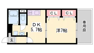 ウエストヴィラ【1階】の間取り