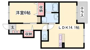 クール・ヴィヴァーチェB【102号室】の間取り