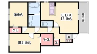 モダンコート曽根【A101号室】の間取り