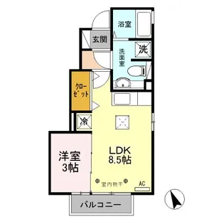 グランモア若草C【101号室】の間取り