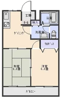 ニューウイング羽石【1階】の間取り