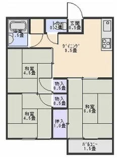 コーポ紫塚B棟【1階】の間取り