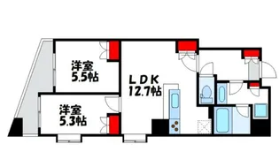 クオリア恵比寿ウエスト【7階】の間取り