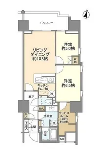 ザ・パークハウス市ヶ谷【9階】の間取り