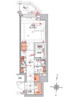 ハーモニーレジデンス両国ウォーターフロント【704号室】の間取り