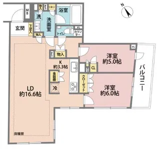プラウドジェム市ヶ谷【5F号室】の間取り