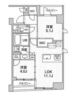 シーズンフラッツ日本橋人形町プレミア【9階】の間取り