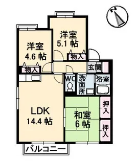 ミッドチェスターハウスB棟【2階】の間取り