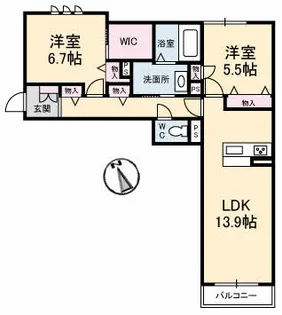 グランマスト矢賀【2階】の間取り
