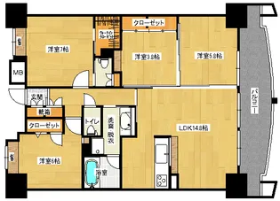 クレスト段原【12階】の間取り