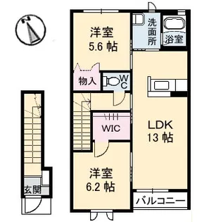 サンヒルズ【202号室】の間取り