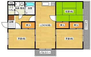 シャトル緑井【1階】の間取り