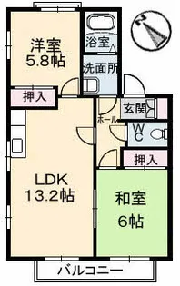 ディアス戸坂新町A棟【1階】の間取り