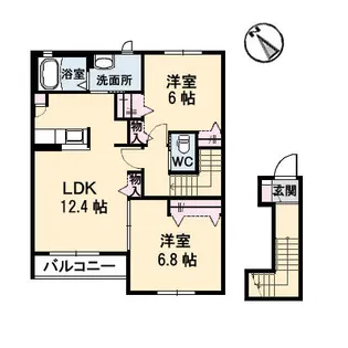 デセンテコートHMCB棟【201号室】の間取り