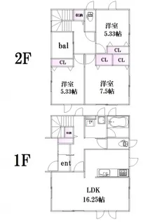 春日野分譲B棟の間取り