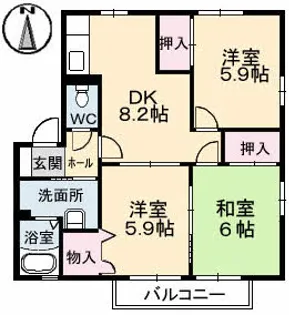 フォーブル戸坂A棟の間取り