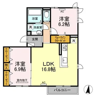 ルミエール庚午北【2階】の間取り