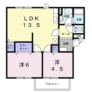 ひまわりB【1階】の間取り