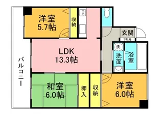 グランパル東原リバーステージ【4階】の間取り