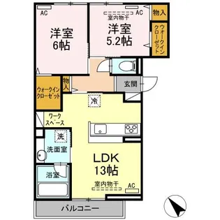 プレザントカーサ祇園【2階】の間取り