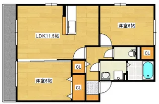ハーミテージB棟【1階】の間取り