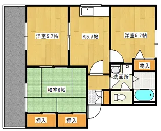 ルミナス矢賀B棟【1階】の間取り