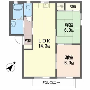 シャーメゾン相田B棟【2階】の間取り