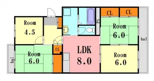 ピアパレス高須【4階】の間取り