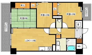 フェリシア西広島駅前【9階】の間取り