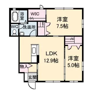 グレースヒルズB棟【1階】の間取り