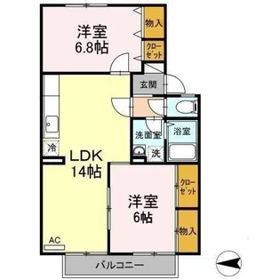 ヴィーブル中筋【2階】の間取り
