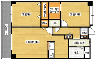 ヴィラージュ緑井【2階】の間取り