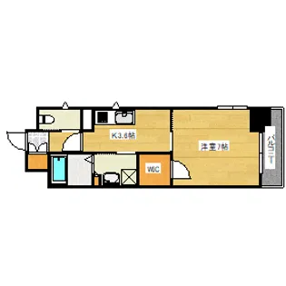 ラルジュ皆実【7階】の間取り