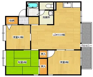 セジュールなごみB棟の間取り